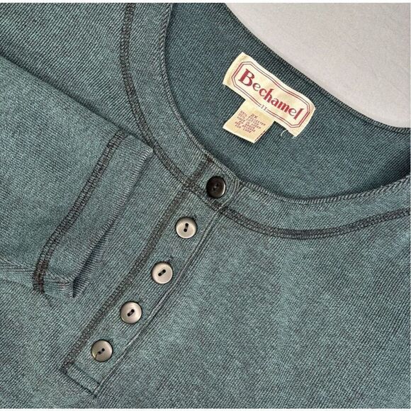 Bechamel Henley Pullover Top Plus Size 2X Heavy Knit Stretchy Long Sleeve Green - Picture 1 of 6